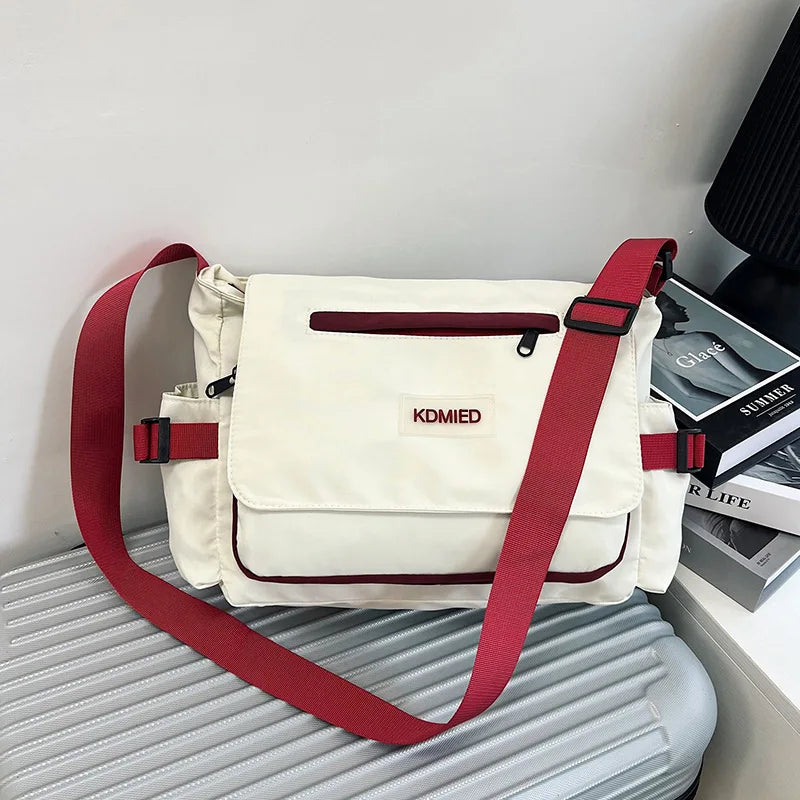 Nylon Crossbody Messenger Bag – Multi-Pocket Shoulder Bag