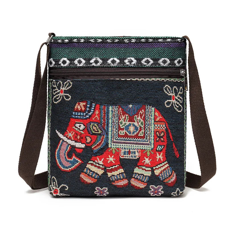 Lady Crossbody Shoulder Bag, Phone Purse Handbag, Ethnic Style Embroidered Messenger Bag, Retro Small Canvas Bag