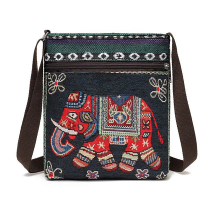 Lady Crossbody Shoulder Bag, Phone Purse Handbag, Ethnic Style Embroidered Messenger Bag, Retro Small Canvas Bag