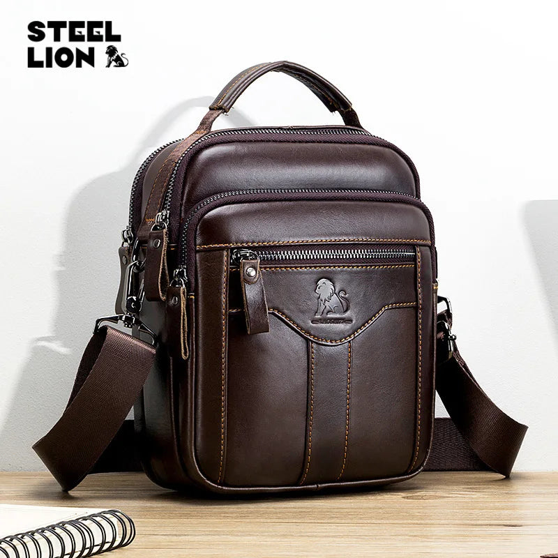 Men S Crossbody Bag Waterproof Retro Head Layer Cowhine Large Capacity Business Hand Lading Shoulder