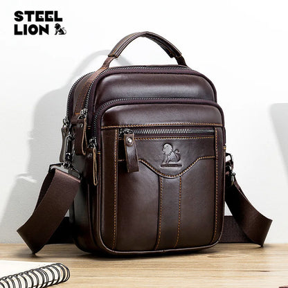 Men S Crossbody Bag Waterproof Retro Head Layer Cowhine Large Capacity Business Hand Lading Shoulder