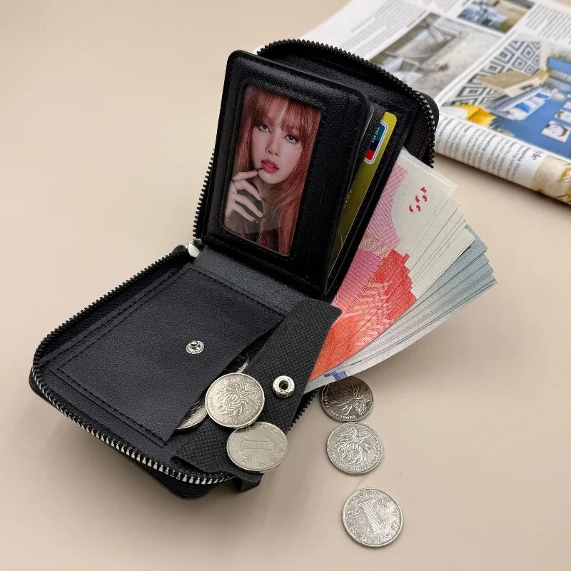 Men S Leather Zipper Wallet Large Capacity Multi-Card Holder Wallets Coin Cash Purse Id Window