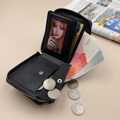 Men S Leather Zipper Wallet Large Capacity Multi-Card Holder Wallets Coin Cash Purse Id Window