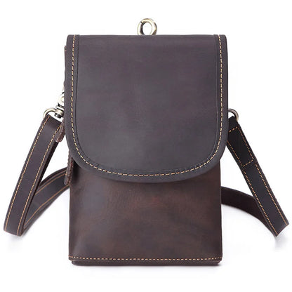 Genuine Leather Waist Bag Belt Men S Crossbody Bag Made Cowhide Retro Small Single-Shoulder