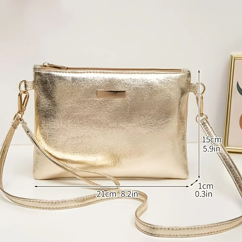 Metallic Mini Crossbody Bag Shiny Shoulder Purse for Women