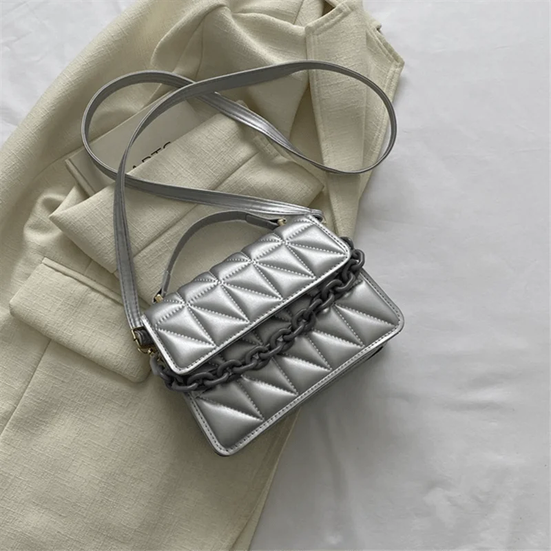 Quilted Crossbody Bag Women's Mini Handbag with Chain Strap