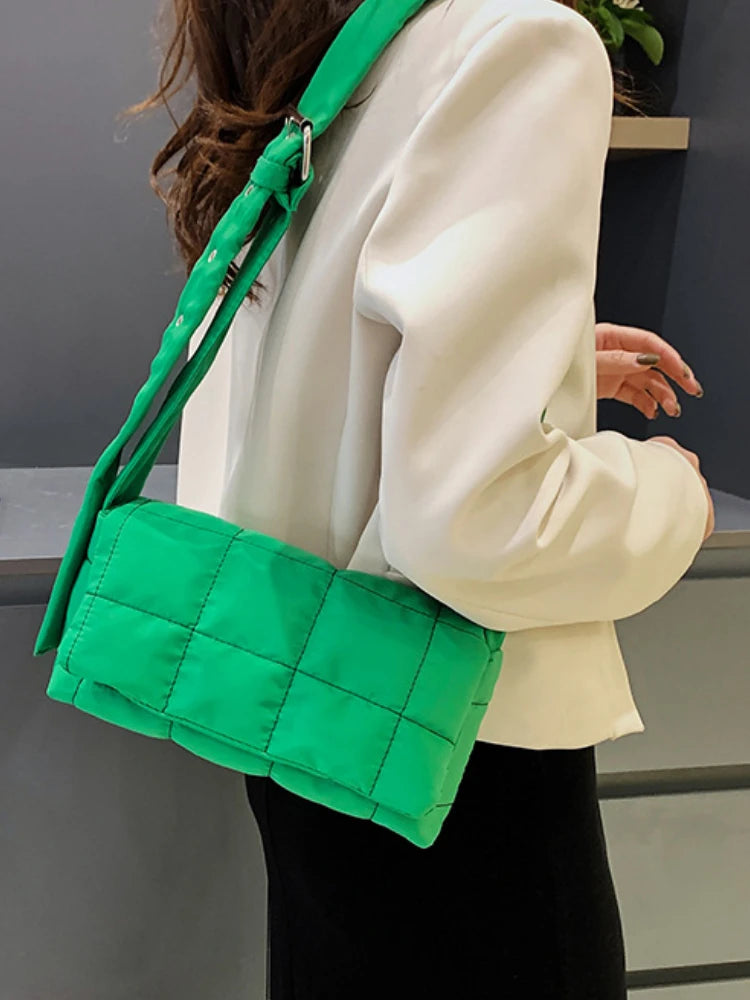 Quilted Cotton Shoulder Bag for Women – Casual Mini Crossbody