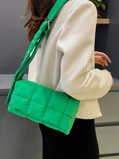 Quilted Cotton Shoulder Bag for Women – Casual Mini Crossbody