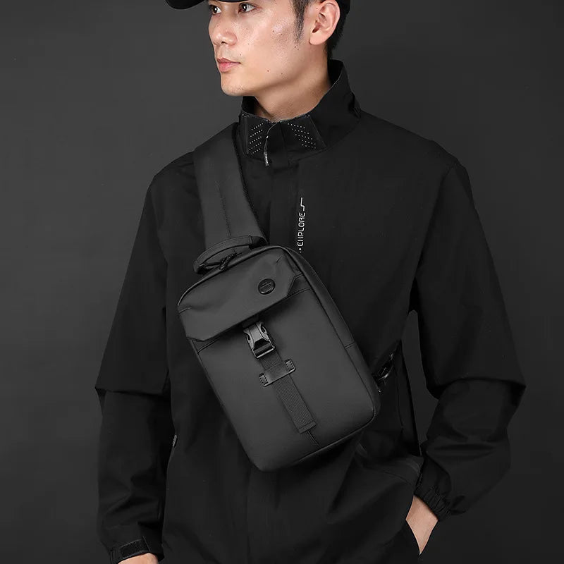 Men S Leisure Chest Bag Large Capacity Shoulder Simple Design Practical Waterproof Crossbody