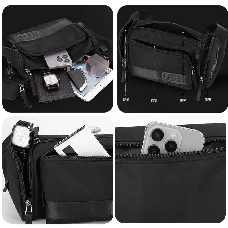 Outdoor Sports Large Capacity Waist Bag Waterproof Multi-Function Crossbody Wear Resistant Chest