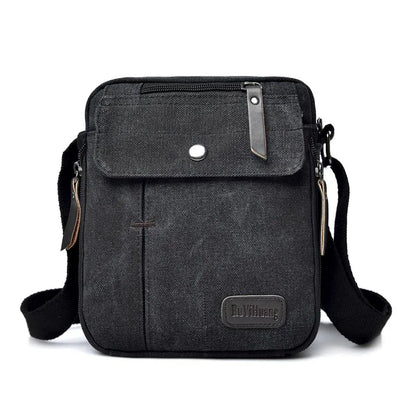 Men S Casual Crossbody Bag Wear-Resistant Canvas Shoulder Bag Large-Capacity Outdoor