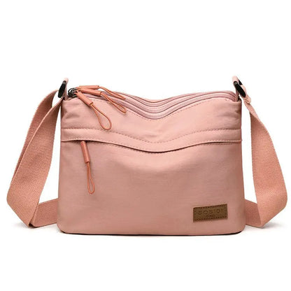 Simple Solid Color Nylon Cloth Women Multifunctional Leisure Waterproof Portable Shoulder Crossbody