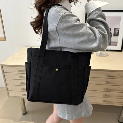 Canvas Tote Bag Multi-Pocket Shoulder Bag for Women