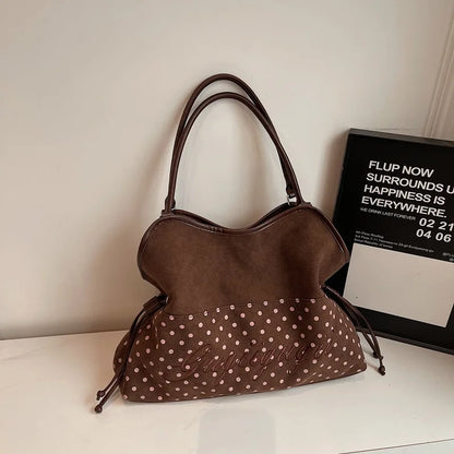 Brand Women S Shoulder Bag Y2k Sweet Polka Dot Handbag Korean Casual Versatile Leopard Print Brown