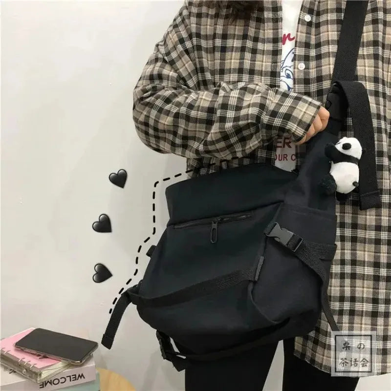 Harajuku Canvas Messenger Bag – Unisex Crossbody Shoulder Bag