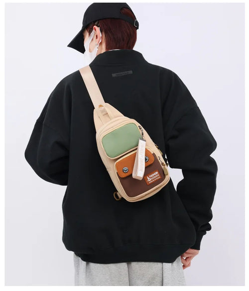 Men S Women Chest Bag Waterproof Nylon Outdoor Leisure Cross-Body Multi-Function Large Capacity