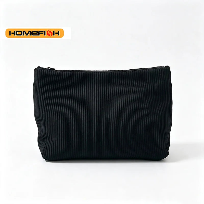 Homefish Corduroy Cosmetic Bag Large Capacity Portable Travel Makeup Organizer Zipper Women Daily