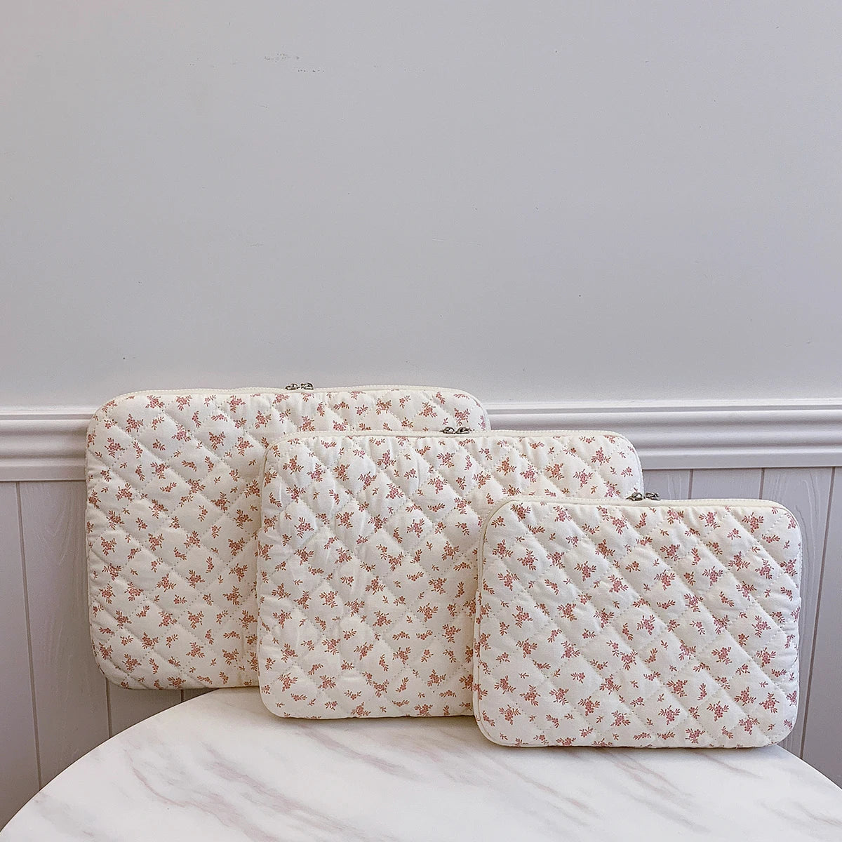 1 Pc Chic Flower Print Quilted Laptop Bag 11 Inch 14 Inch 15 Inch Computer Bag Protection Case