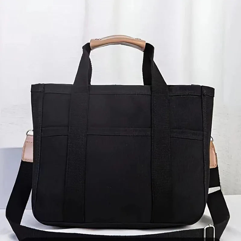 Large Canvas Tote Bag with Detachable Crossbody Strap