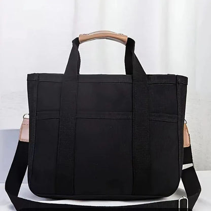 Large Canvas Tote Bag with Detachable Crossbody Strap