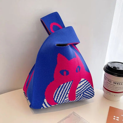 Graphic Knit Wrist Bag Mini Tote for Women