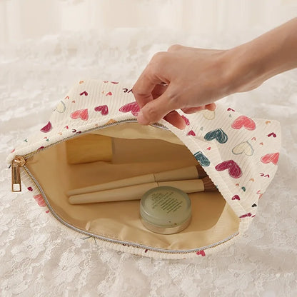Floral & Bow Cosmetic Bag – Lightweight Zipper Makeup Pouch