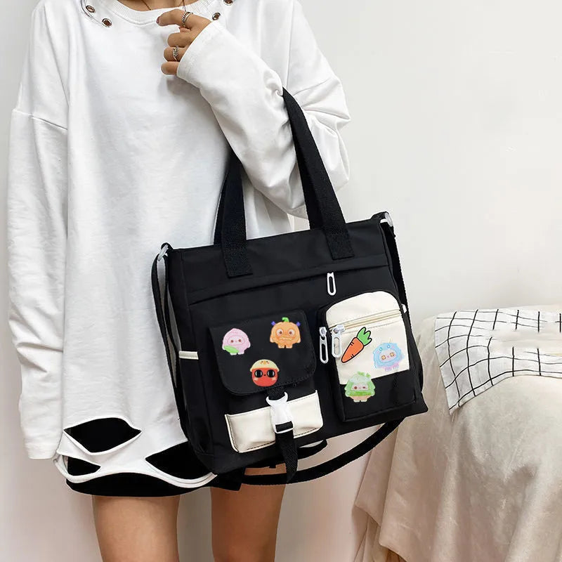Cute Canvas Tote Bag for Teen Girls – Waterproof Crossbody Shoulder Bag
