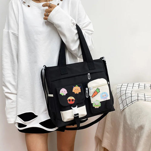 Cute Canvas Tote Bag for Teen Girls – Waterproof Crossbody Shoulder Bag