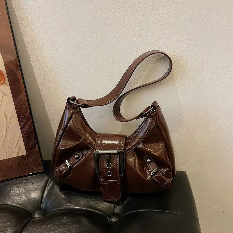Y2K Retro Pleated Hobo Shoulder Bag for Women Hot Selling Maillard Style Underarm Bag Clutch Handbags for Travel Work Shopping