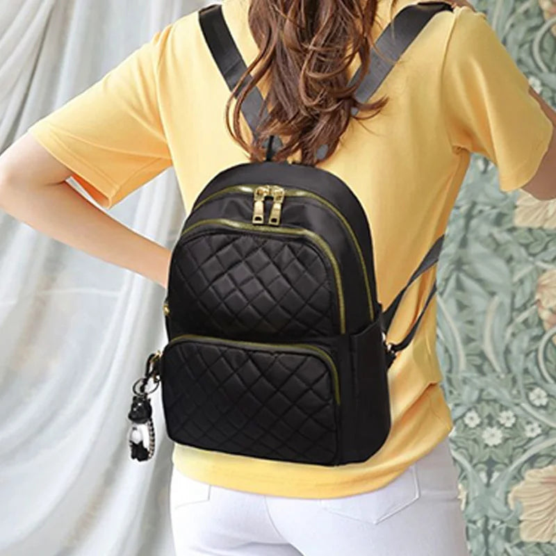 Everyday Spacious Diamond Stitch Backpack Multi Storage Layers