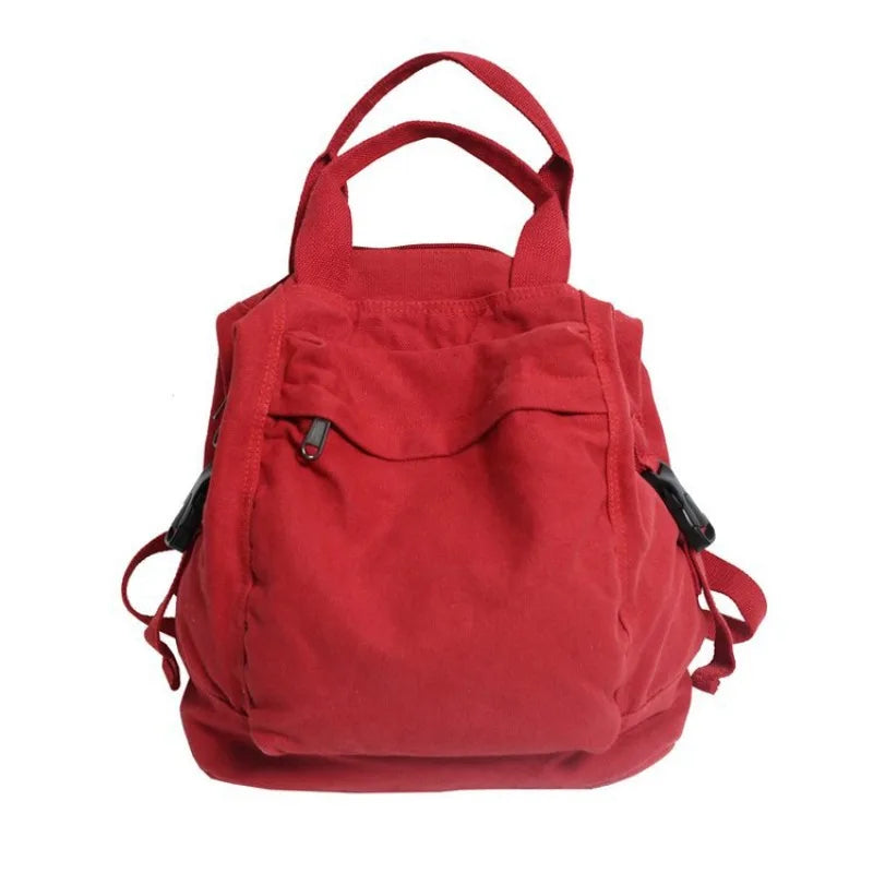 Canvas Daypack for Women – Vintage Multi-Pocket Backpack