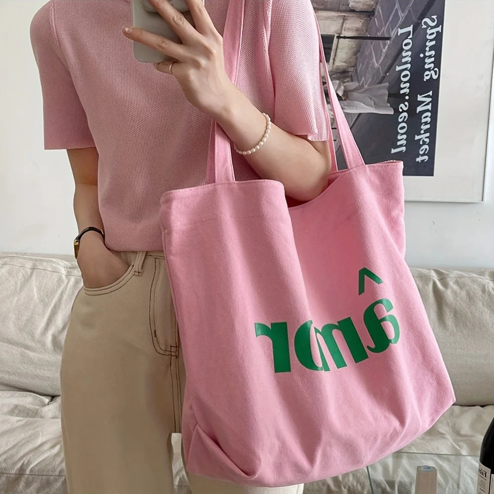 Pink Large Capacity Canvas Tote Bag