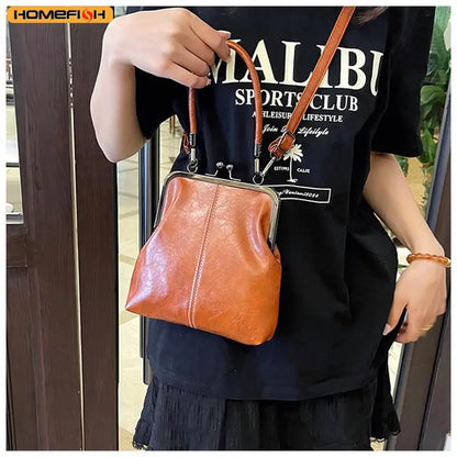 Homefish Vintage Style Women Handbag Brown Versatile Designer Shoulder Bag Pu Leather Ladys Shell