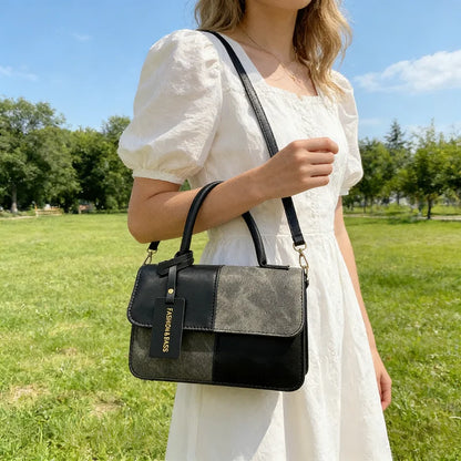 Vintage Patchwork Leather Crossbody Bag for Women