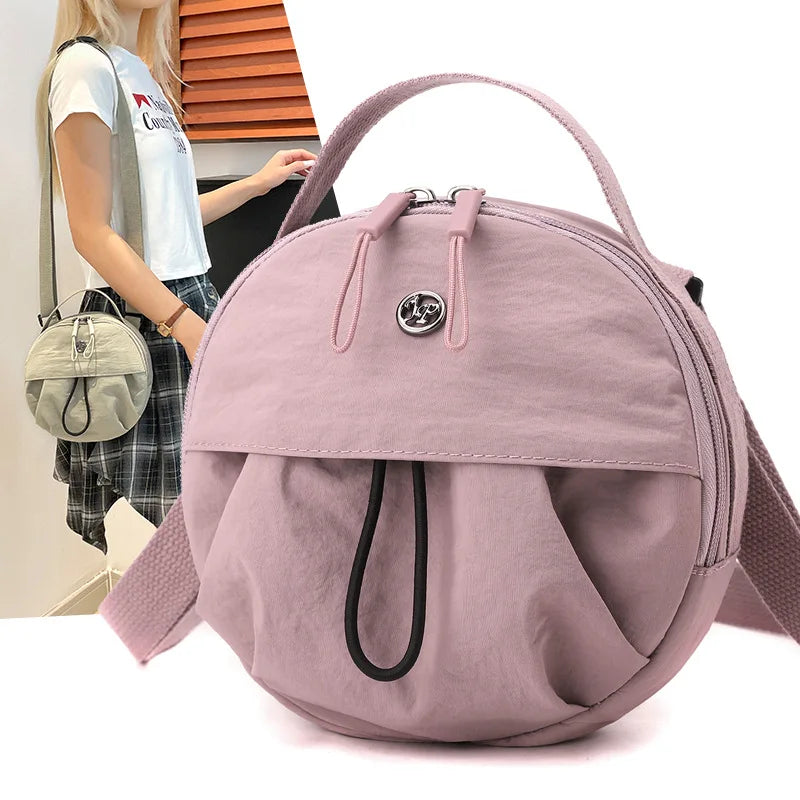 Waterproof Round Crossbody Bag – Lightweight Nylon Shoulder Purse