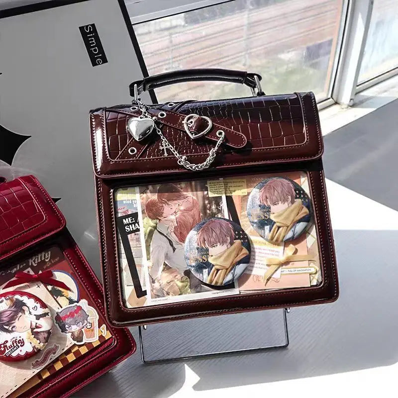 Gothic Ita Bag Transparent Pocket DIY Badge Crossbody