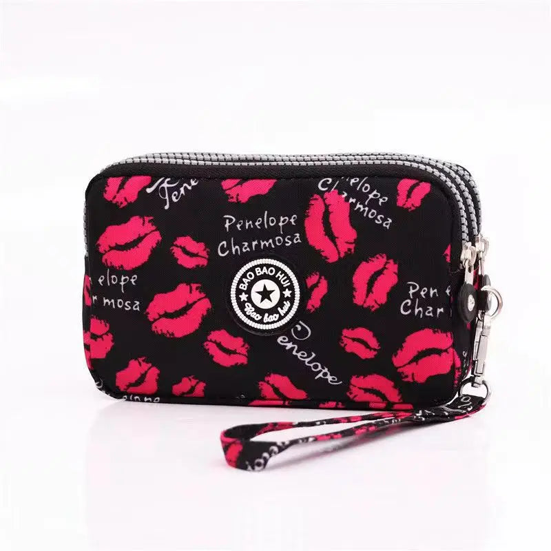 Wristlet Clutch Purse – Floral Multi-Zipper Coin Wallet for Women