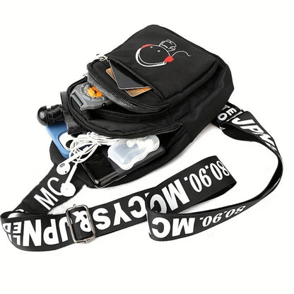 Men S Backpack Double Zippers Shoulder Strap Letter Pattern