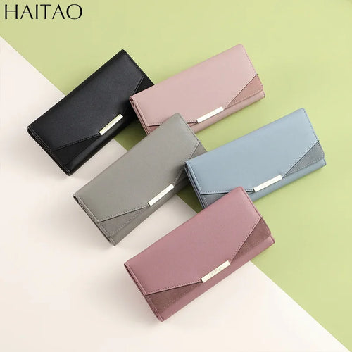 Women S Purse Solid Color Large Capacity Mobile Money Card Bag Advanced Long Clip