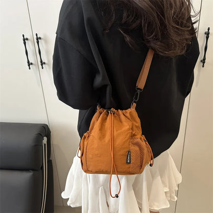 Drawstring Shoulder Crossbody Bag Lightweight Nylon