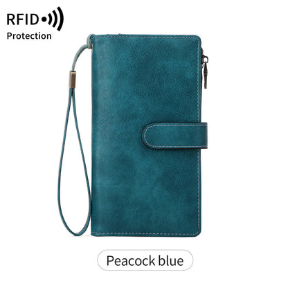 Rfid Anti-Theft Brush Women S Wallet Multi-Functional Three-Fold Long