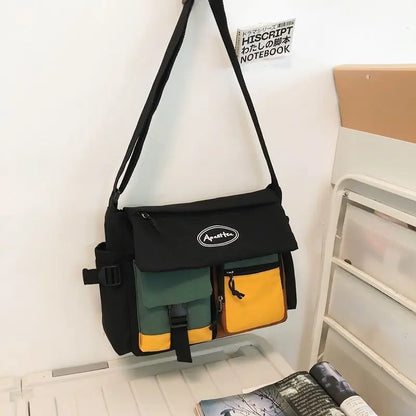 Waterproof Nylon Messenger Bag – Unisex Crossbody Shoulder Bag