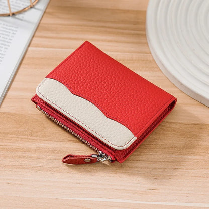 Rfid Genuine Leather Short Square Small Wallet Women