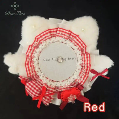 Cat Ear Badge Holder for Itabag – Handmade Lace Flower Wings Pin Tray