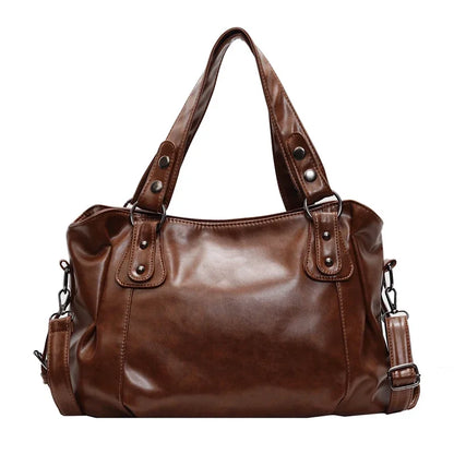 Large Capacity Retro Leather Shoulder Bag for Women