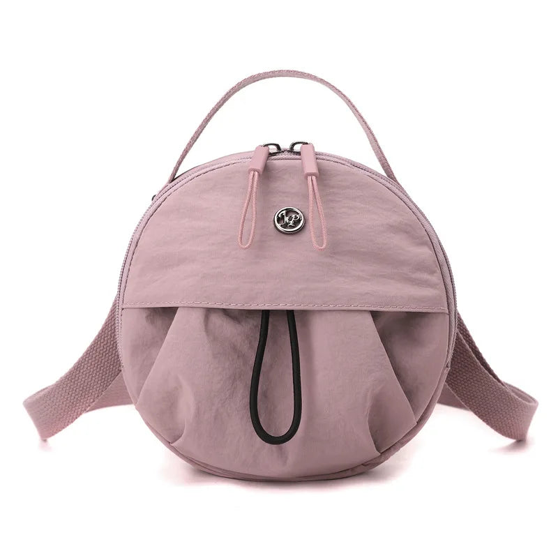 Waterproof Round Crossbody Bag – Lightweight Nylon Shoulder Purse