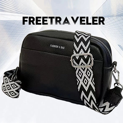 Unisex Canvas Crossbody Bag Stylish Square Camera Purse Wide Strap