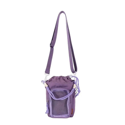 Water Bottle Crossbody Bag – Drawstring Shoulder Bag with Clear Pocket