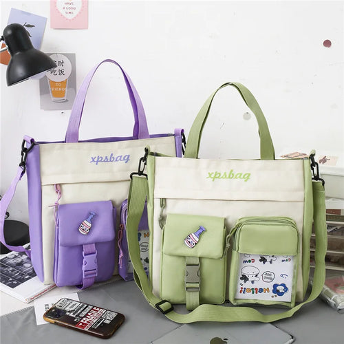 Cute Canvas Tote Bag for Teen Girls – Large School Bag