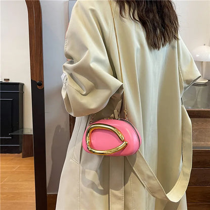 Mini Oval Handbags Golden Curved Handles Luxury Small Crossbody Purses